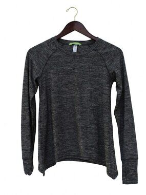 90 Degree by Reflex Girls Heathered Gray Long Sleeve Active Top - L (12)